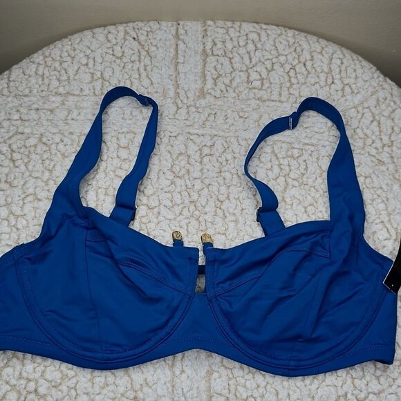 1204 NWT Essential Full-Coverage Bikini Top Sz 36DD Precious Sapphire - Picture 2 of 5
